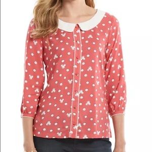 NWT Mickey Mouse Printed Polka Dot Blouse Disney x Lauren Conrad Size Small